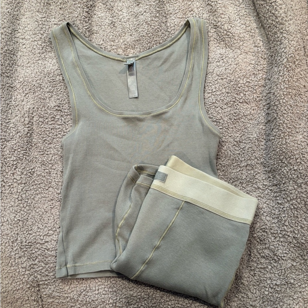 Skims cotton rib tank and boxers set